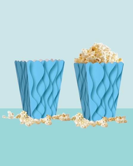 Mısır Kutusu Pop Corn Kutusu Dalgalı Mavi Desenli / 8 Parça