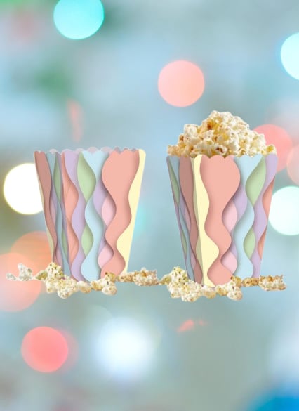 Mısır Kutusu Pop Corn Kutusu Dalgalı Makaron Desenli / 8 Parça