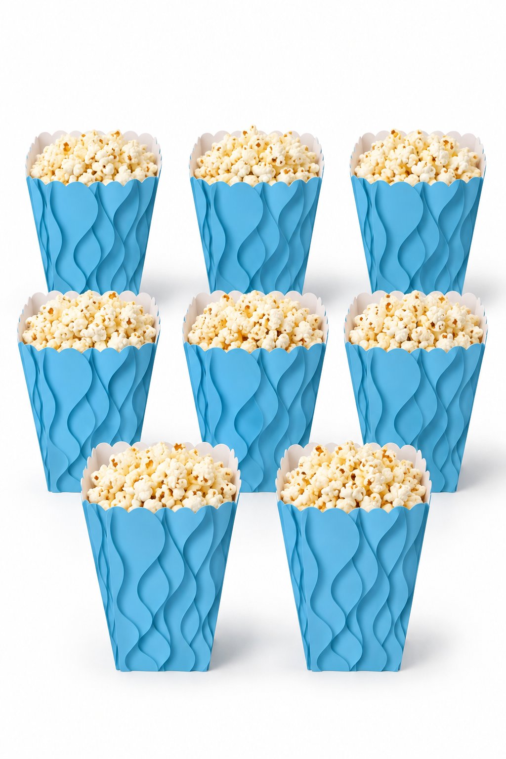 Mısır Kutusu Pop Corn Kutusu Dalgalı Mavi Desenli / 8 Parça