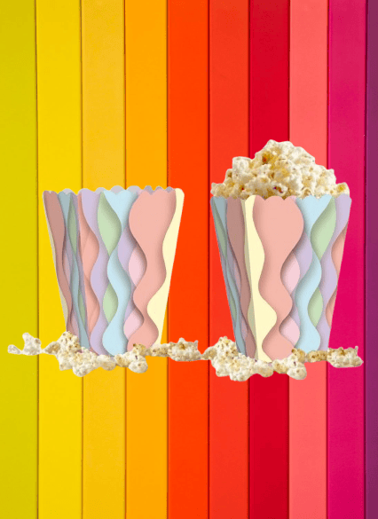 Mısır Kutusu Pop Corn Kutusu Dalgalı Makaron Desenli / 8 Parça