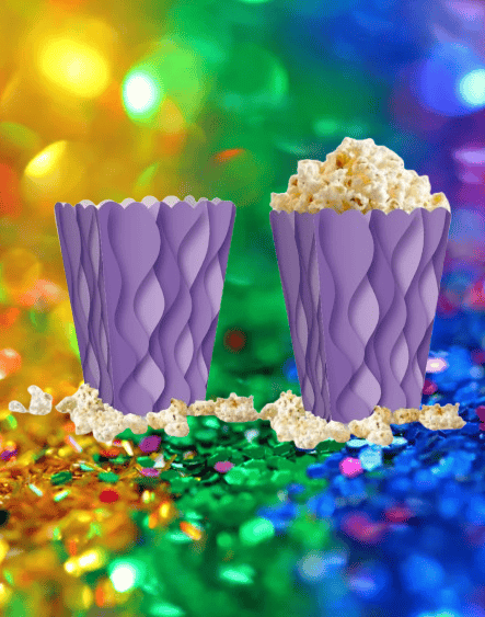 Mısır Kutusu Pop Corn Kutusu Dalgalı Mor Desenli / 8 Parça