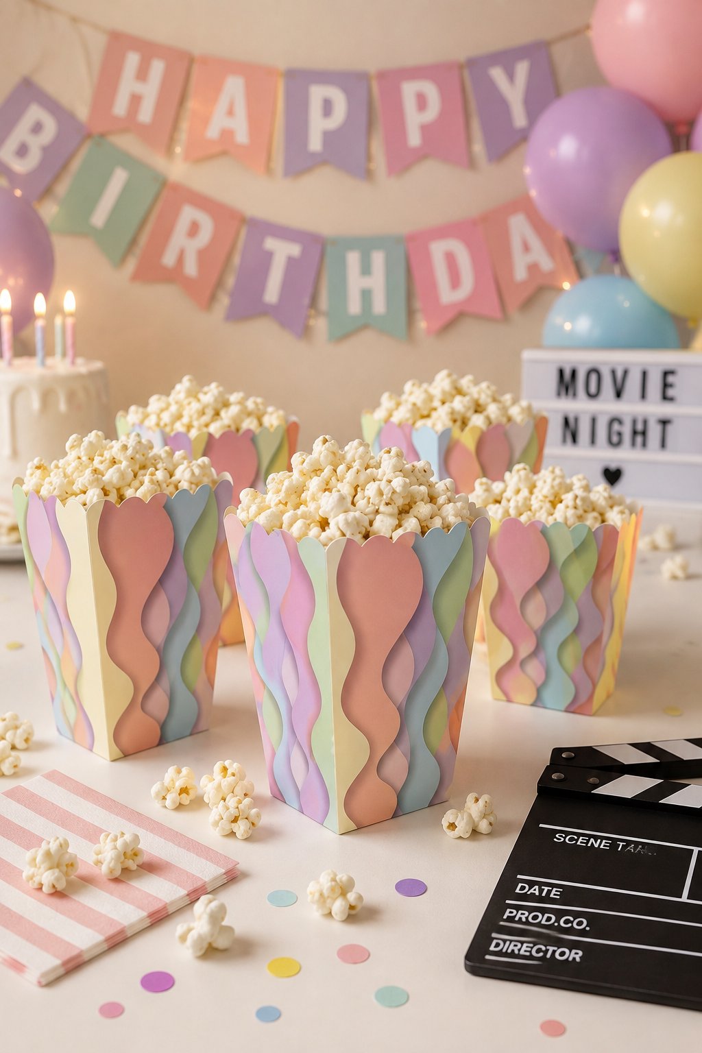 Mısır Kutusu Pop Corn Kutusu Dalgalı Makaron Desenli / 8 Parça