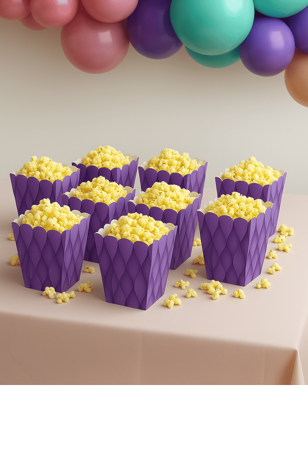 Mısır Kutusu Pop Corn Kutusu Dalgalı Mor Desenli / 8 Parça