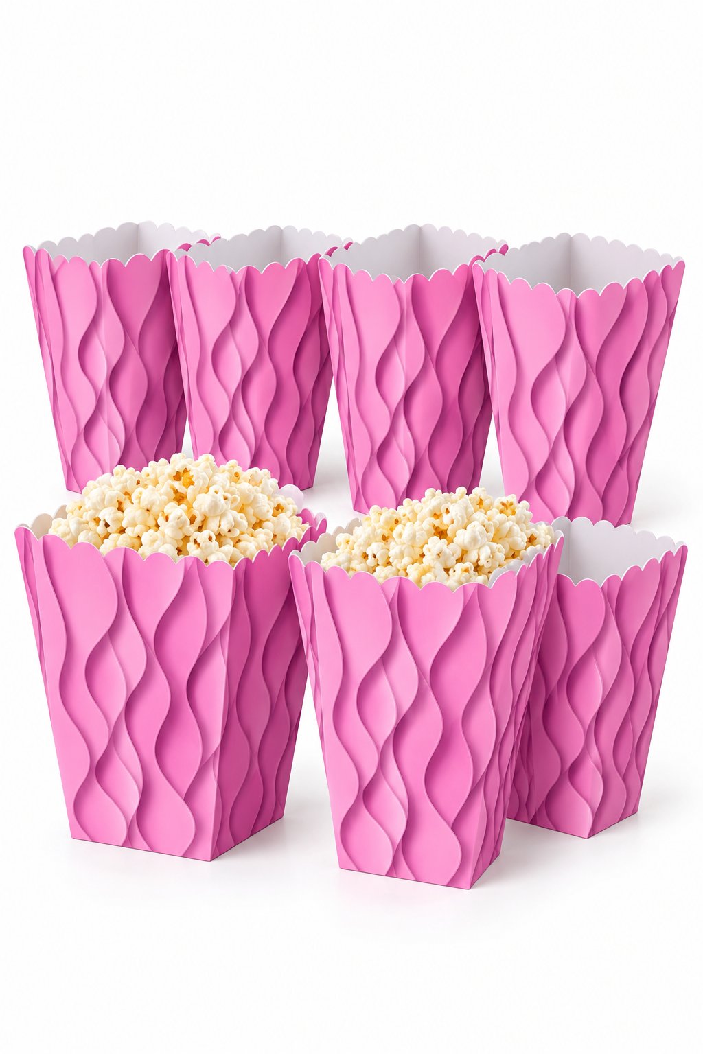 Mısır Kutusu Pop Corn Kutusu  Dalgalı Pembe Desenli / 8 Parça