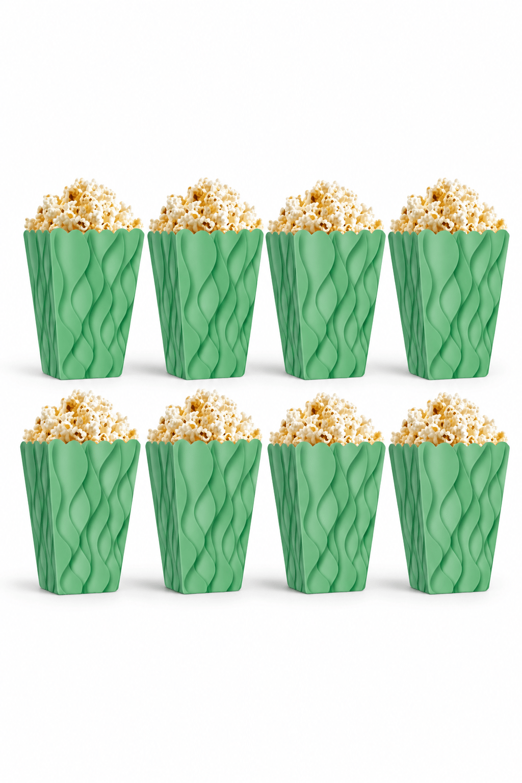 Mısır Kutusu Pop Corn Kutusu Dalgalı Yeşil Desenli / 8 Parça