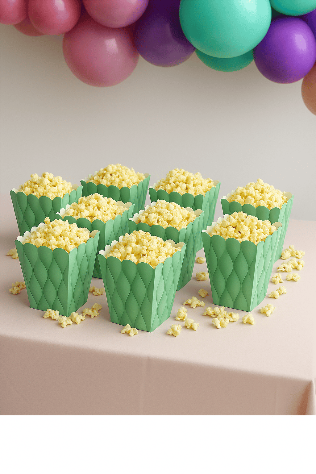 Mısır Kutusu Pop Corn Kutusu Dalgalı Yeşil Desenli / 8 Parça