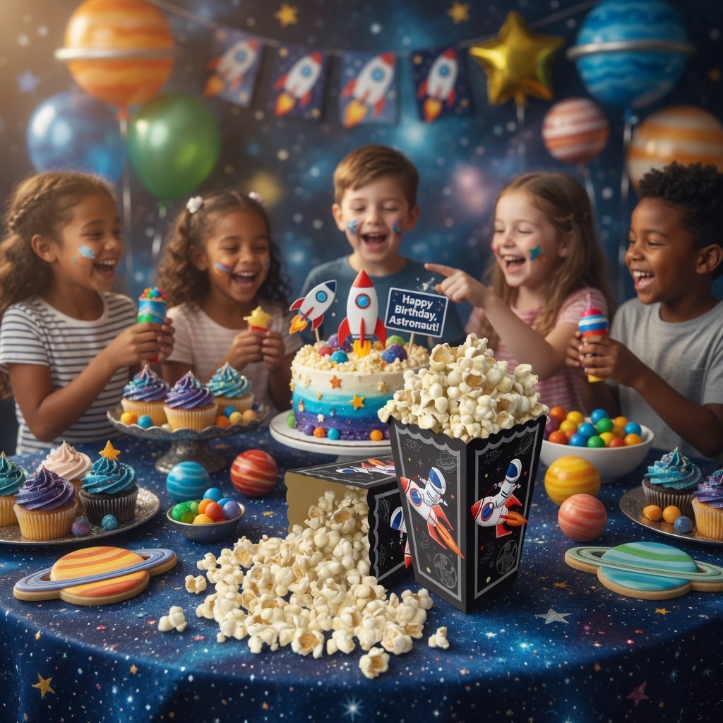 Mısır kutusu Uzay Temalı Pop Corn Kutusu 8'li