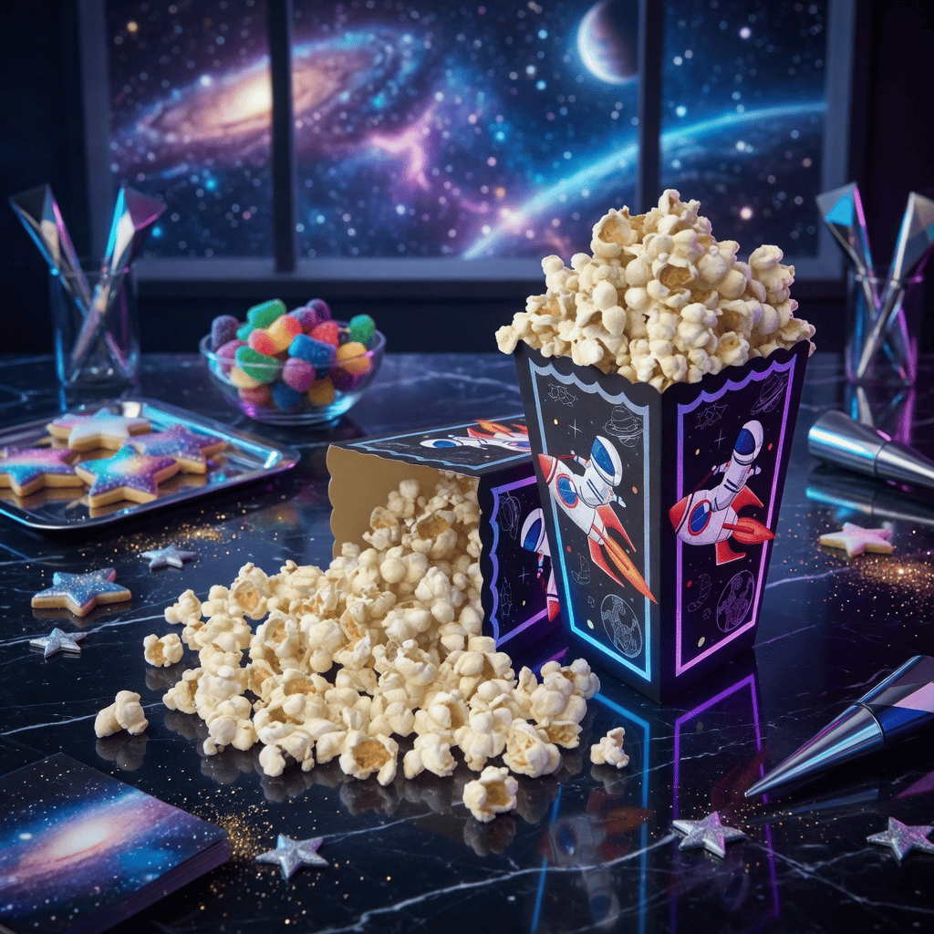 Mısır kutusu Uzay Temalı Pop Corn Kutusu 8'li