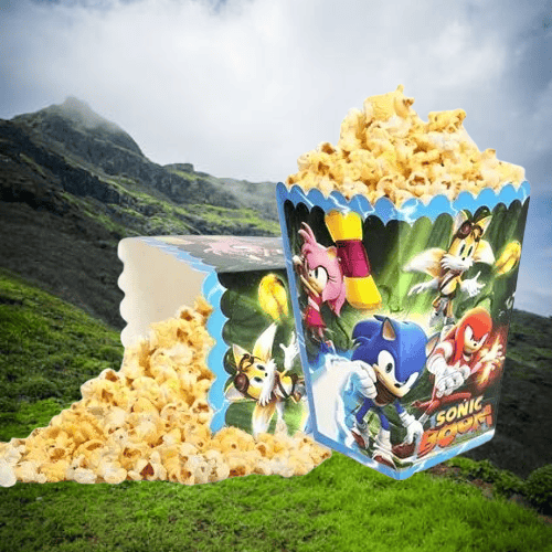 Mısır Pop Corn Kutusu  Sonic Temalı 8 li 8x11,5 cm Parti Malzemesi