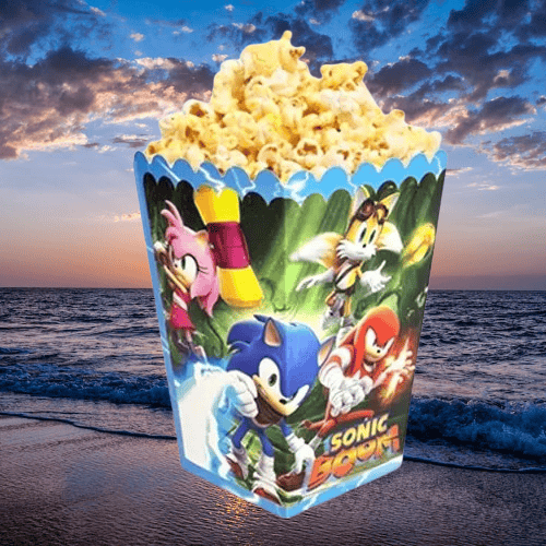 Mısır Pop Corn Kutusu  Sonic Temalı 8 li 8x11,5 cm Parti Malzemesi
