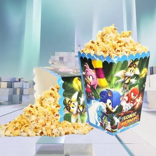 Mısır Pop Corn Kutusu  Sonic Temalı 8 li 8x11,5 cm Parti Malzemesi