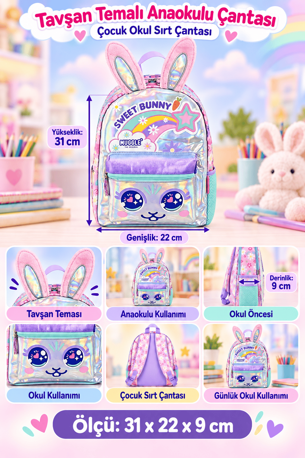 MUGGLE mu-9099 BUNNY Anaokulu Çantası