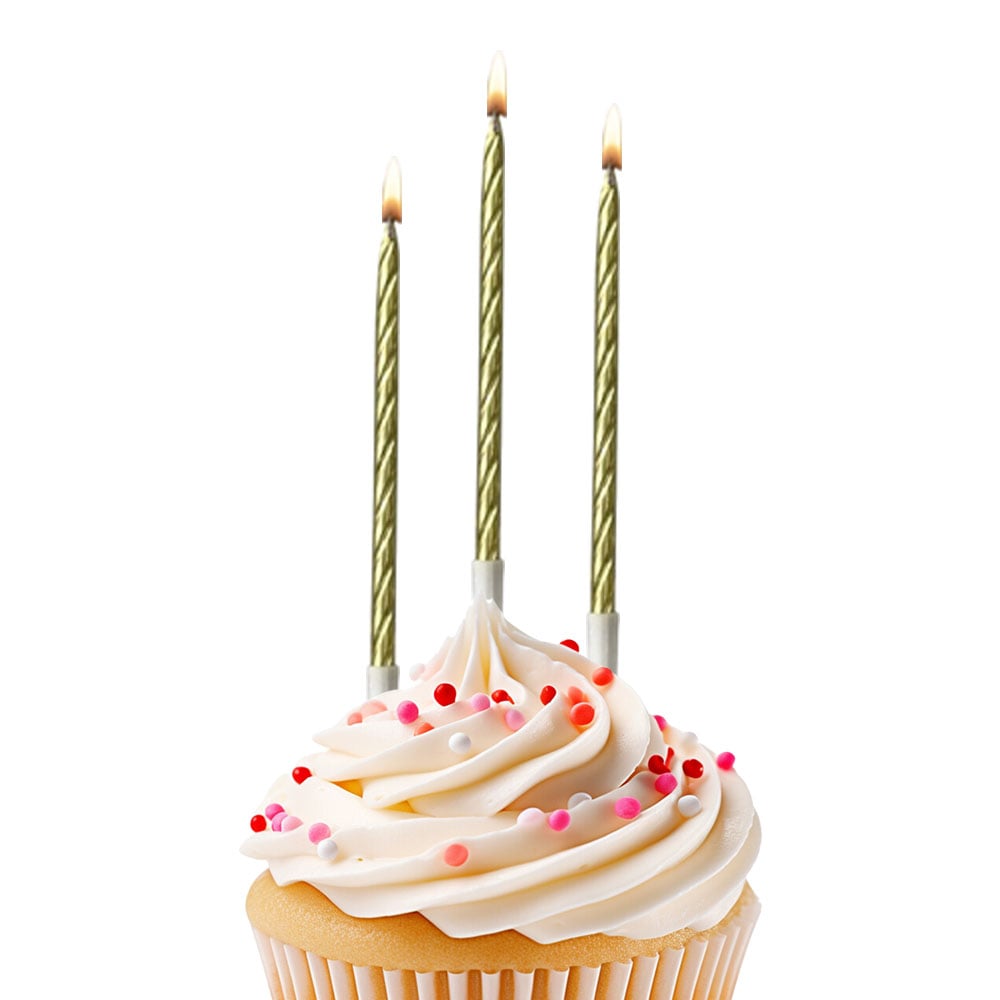 Mum 14 CM 10lu burgulu metalik simli ALTIN GOLD