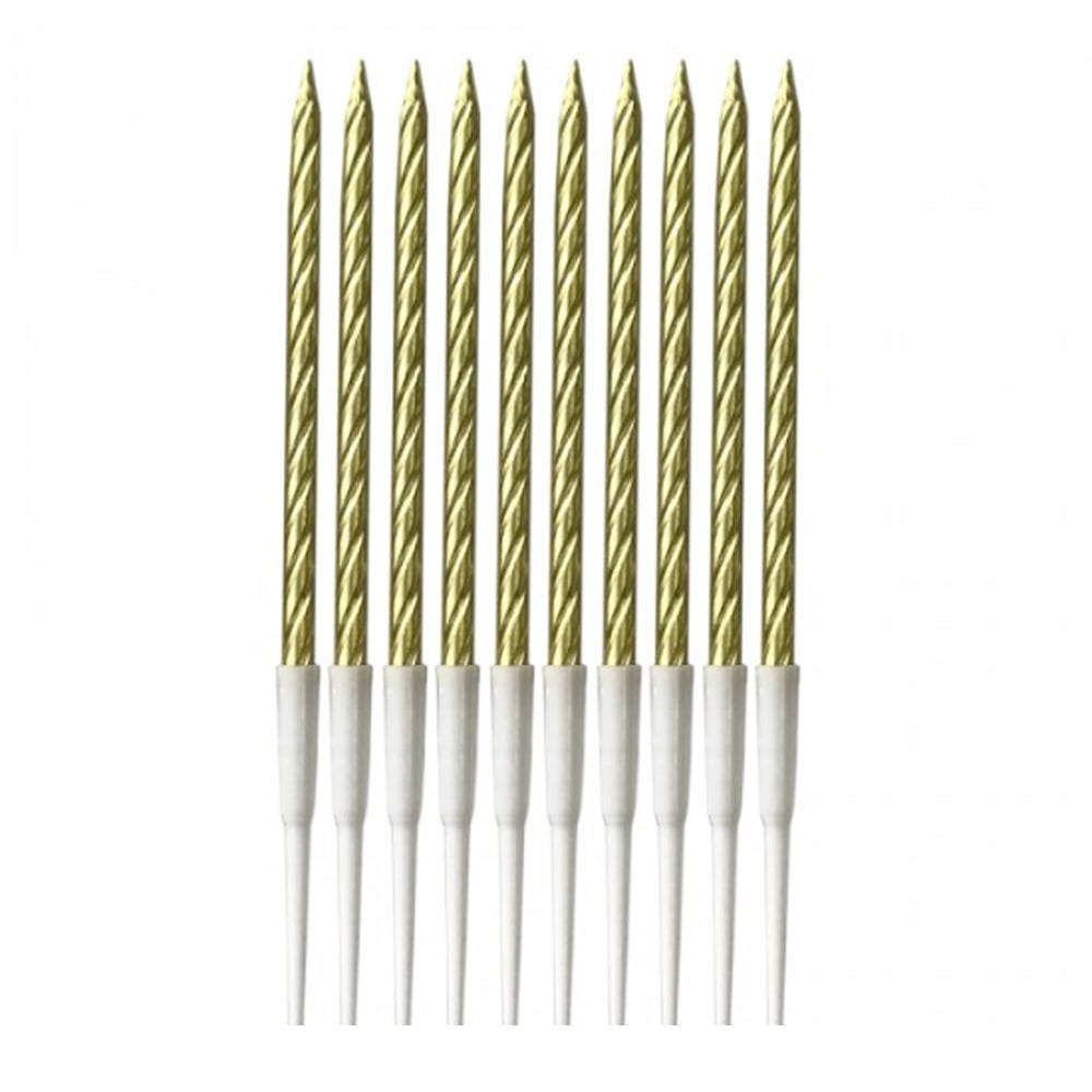 Mum 14 CM 10lu burgulu metalik simli ALTIN GOLD