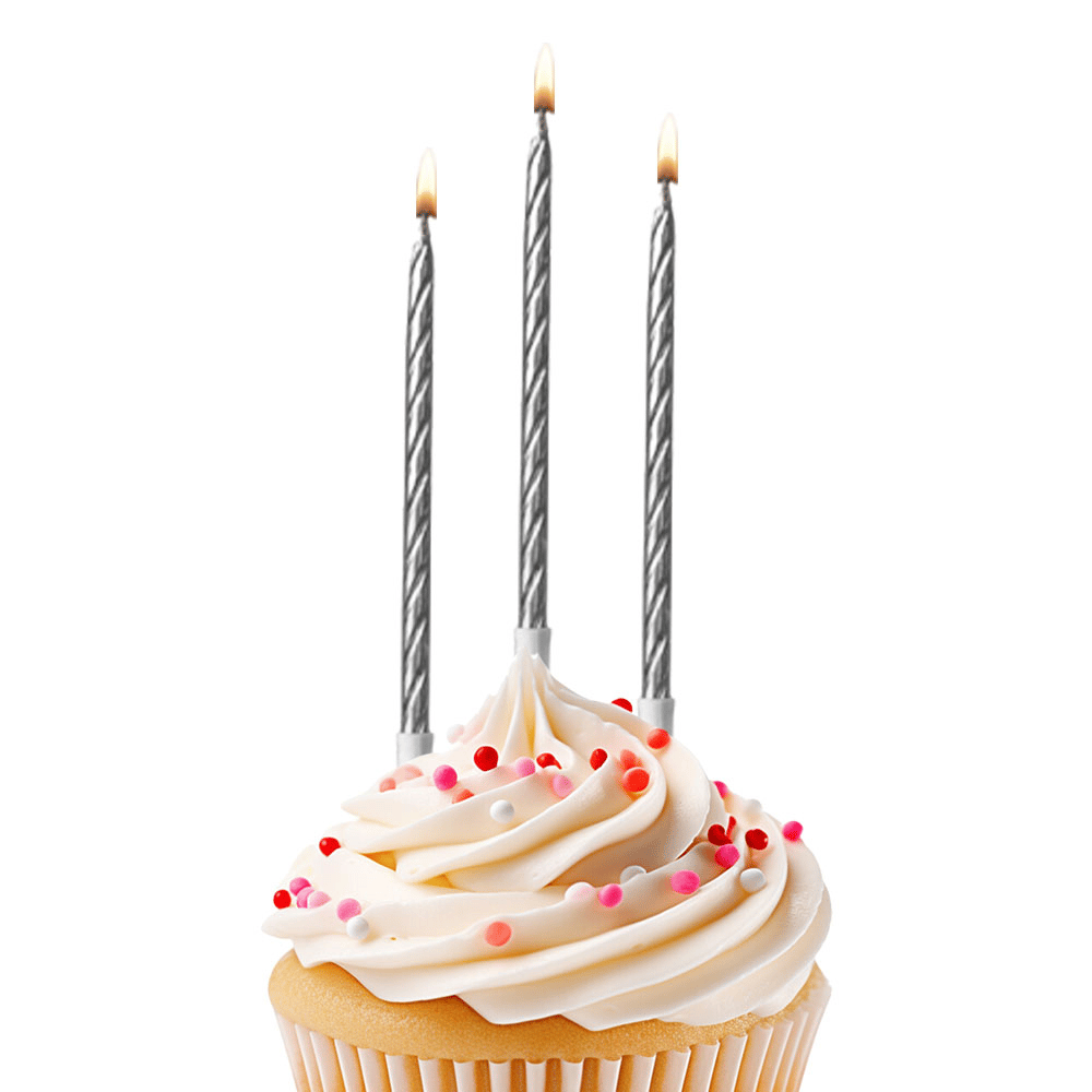 Mum 14cm 10lu Burgulu Metalik Simli Gümüş