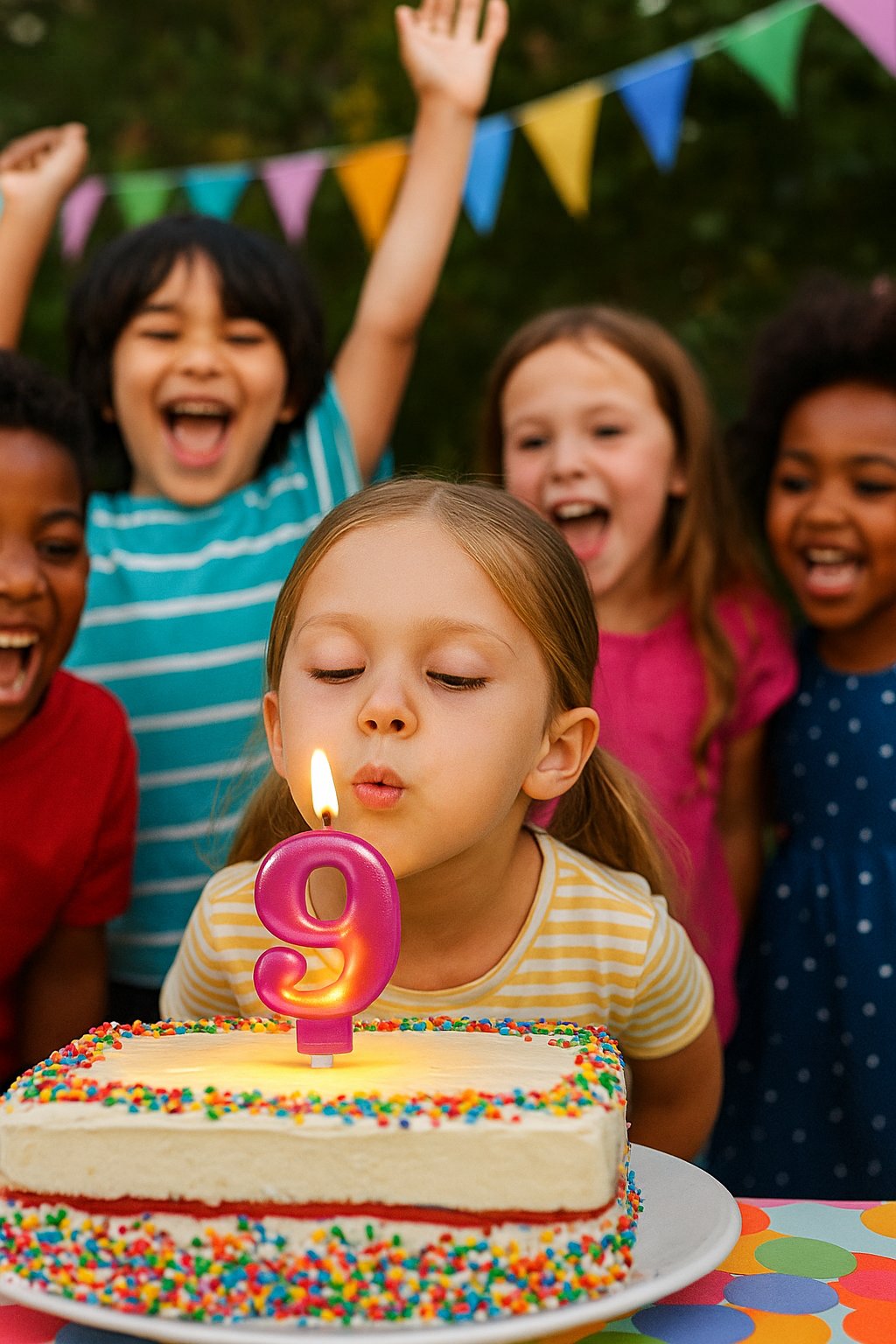 Mum Fuşya Pembe ışıltılı 9 Yaş mumu Koyu Pembe 8cm büyük doğum günü mumu