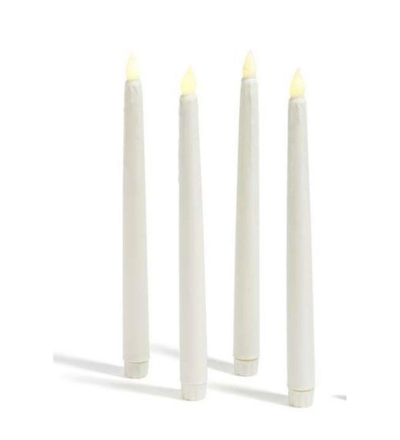Mum Led Işıklı Şamdan mumu 28cm ekru-beyaz 2li