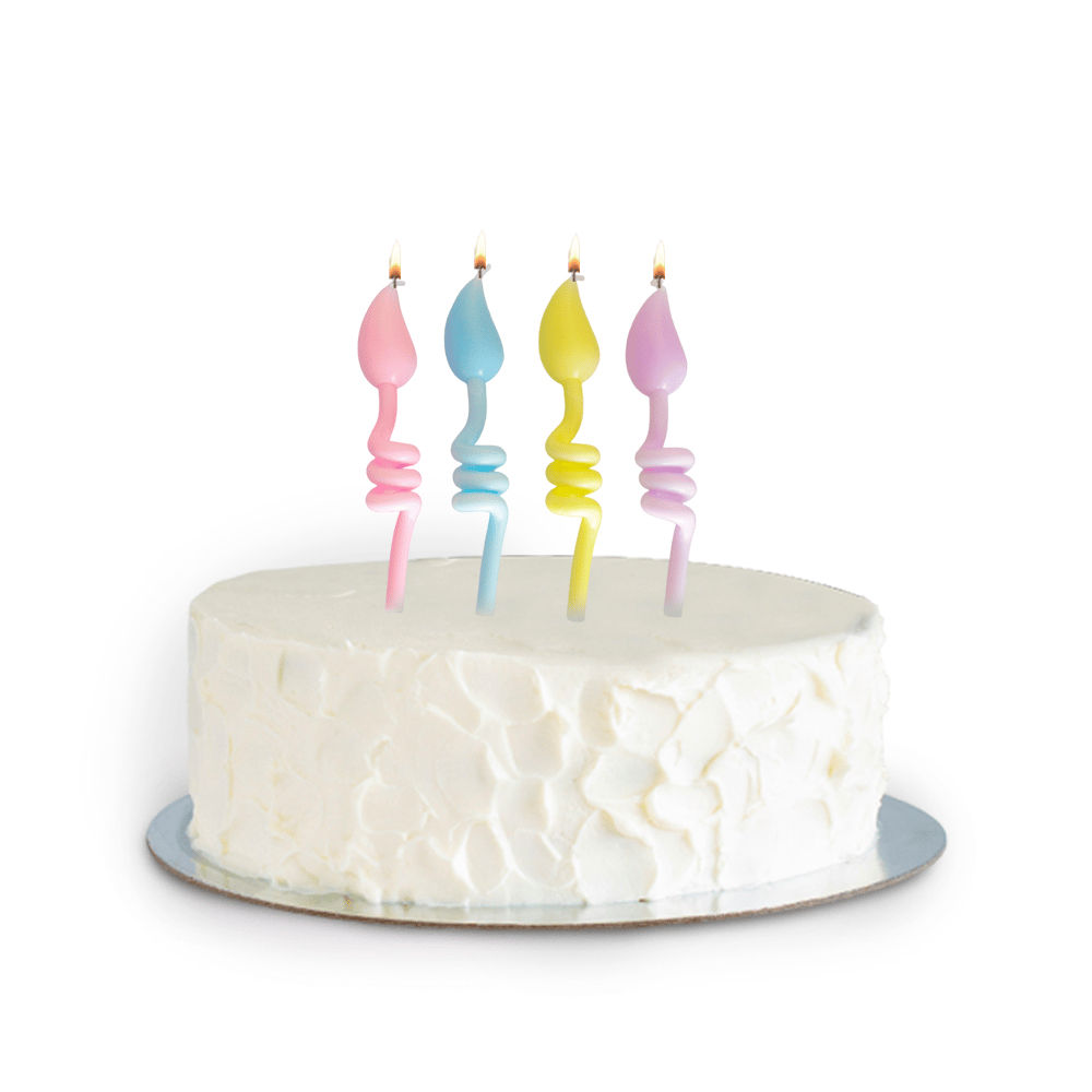 Mum Makaron Burgulu Alev Görünümlü 4lü Mum