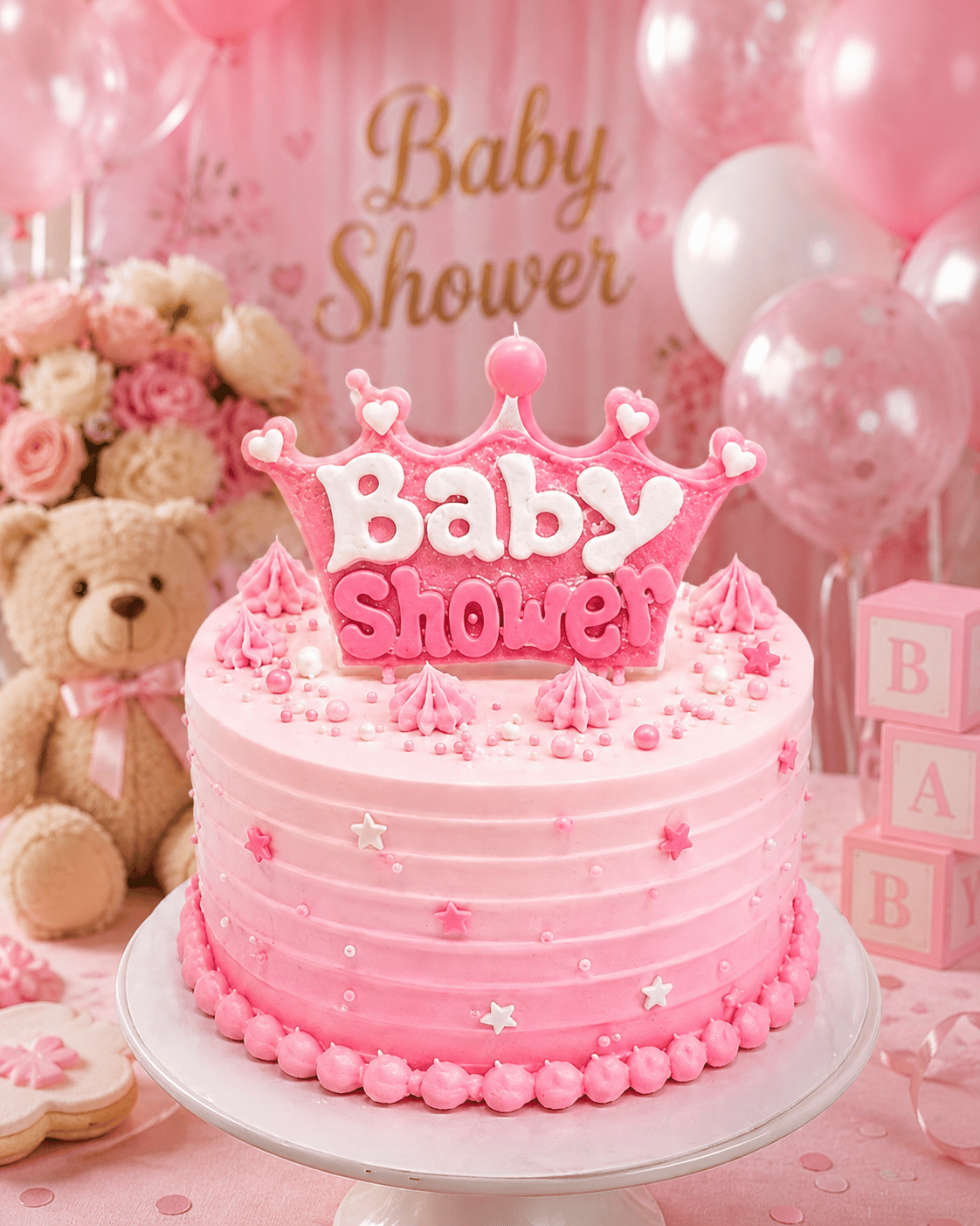 Mum Model Baby Shower Pembe yazılı