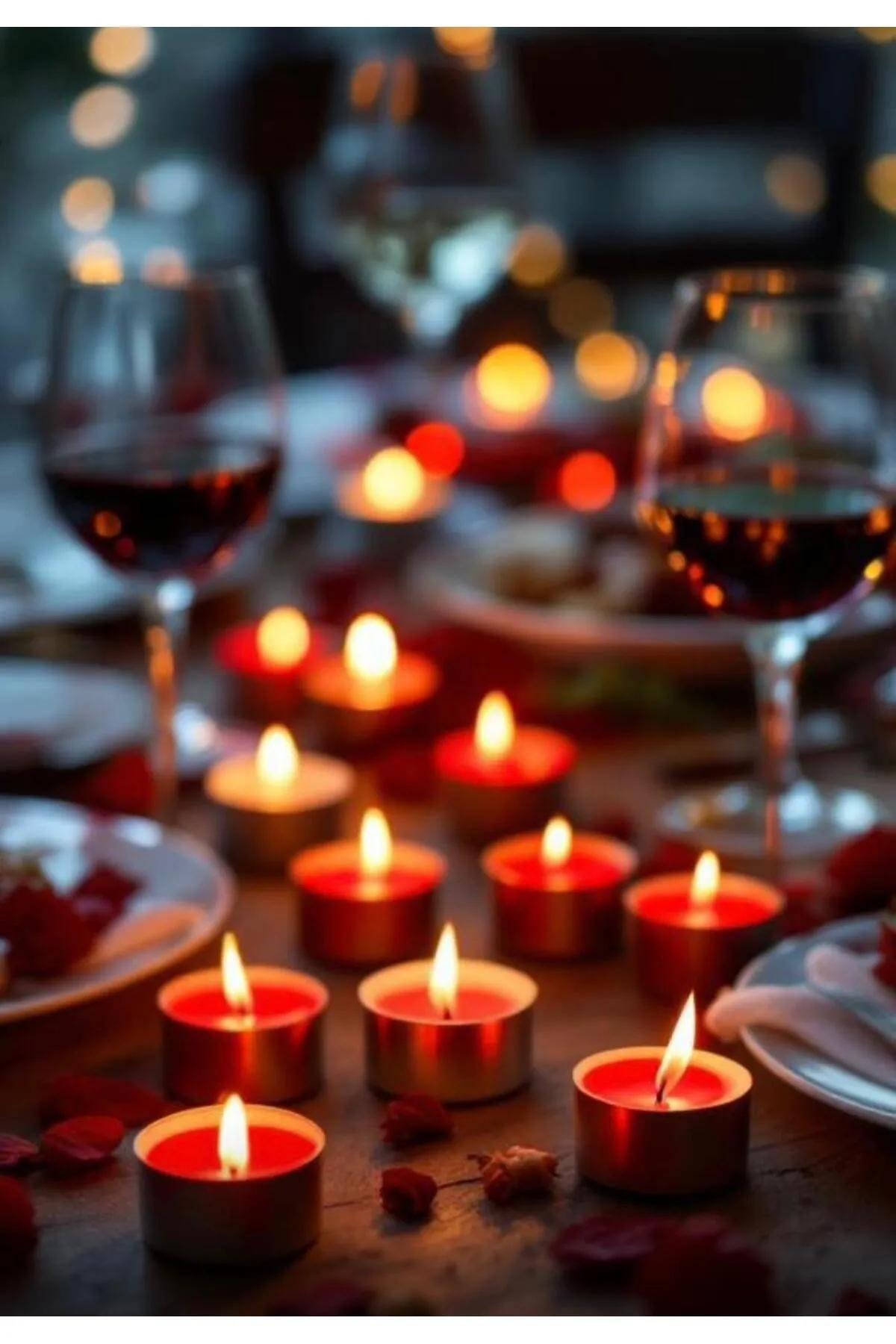 Mum Tealight Kırmızı Yuvarlak 50 Lİ 6gr
