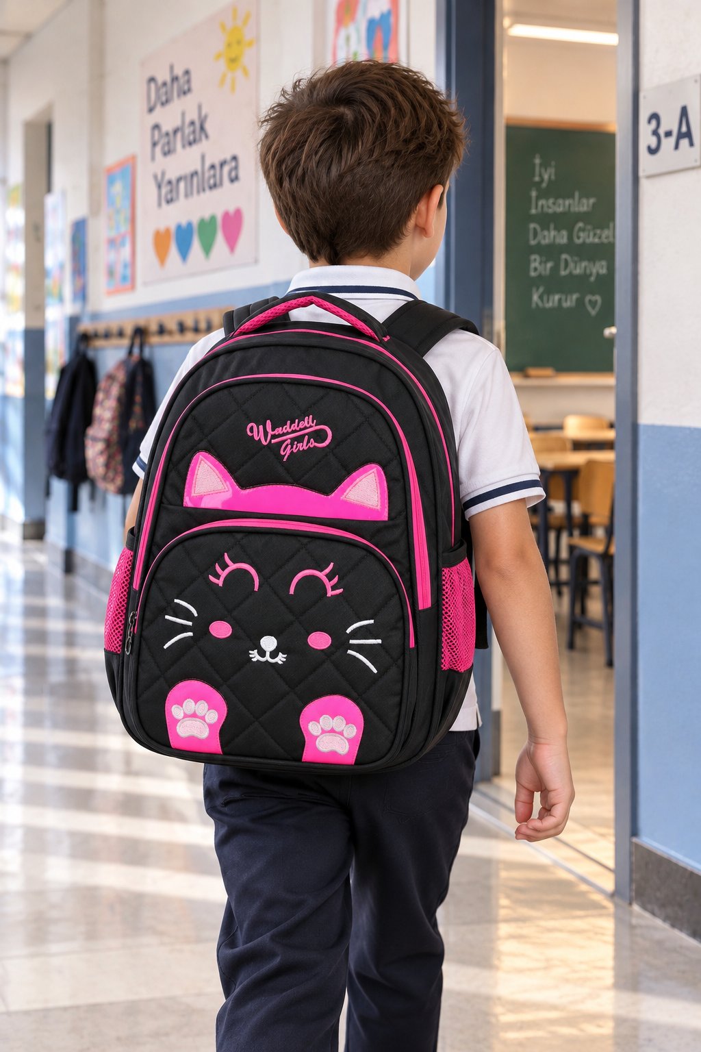 Nakışlı Okul Çantası Kedi 5011