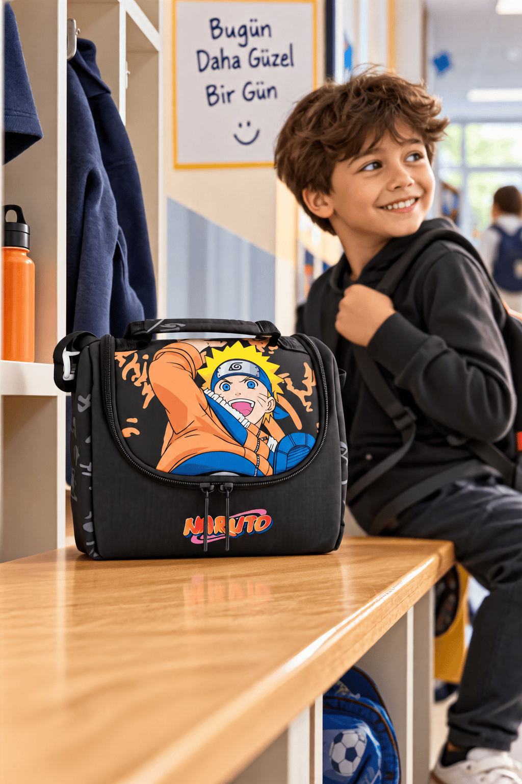 Naruto Termoslu Beslenme Çantası Çocuk Okul Yemek Çantası Günlük Kullanım 24x22x10 cm