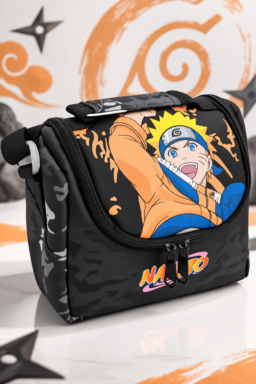 Naruto Termoslu Beslenme Çantası Çocuk Okul Yemek Çantası Günlük Kullanım 24x22x10 cm