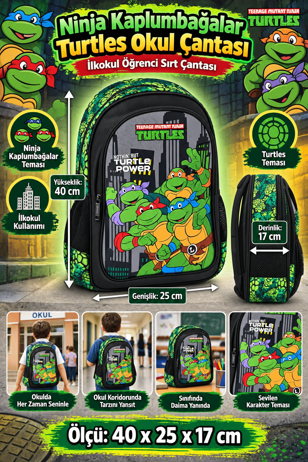 Ninja Turtles Okul Çantası 2173-9