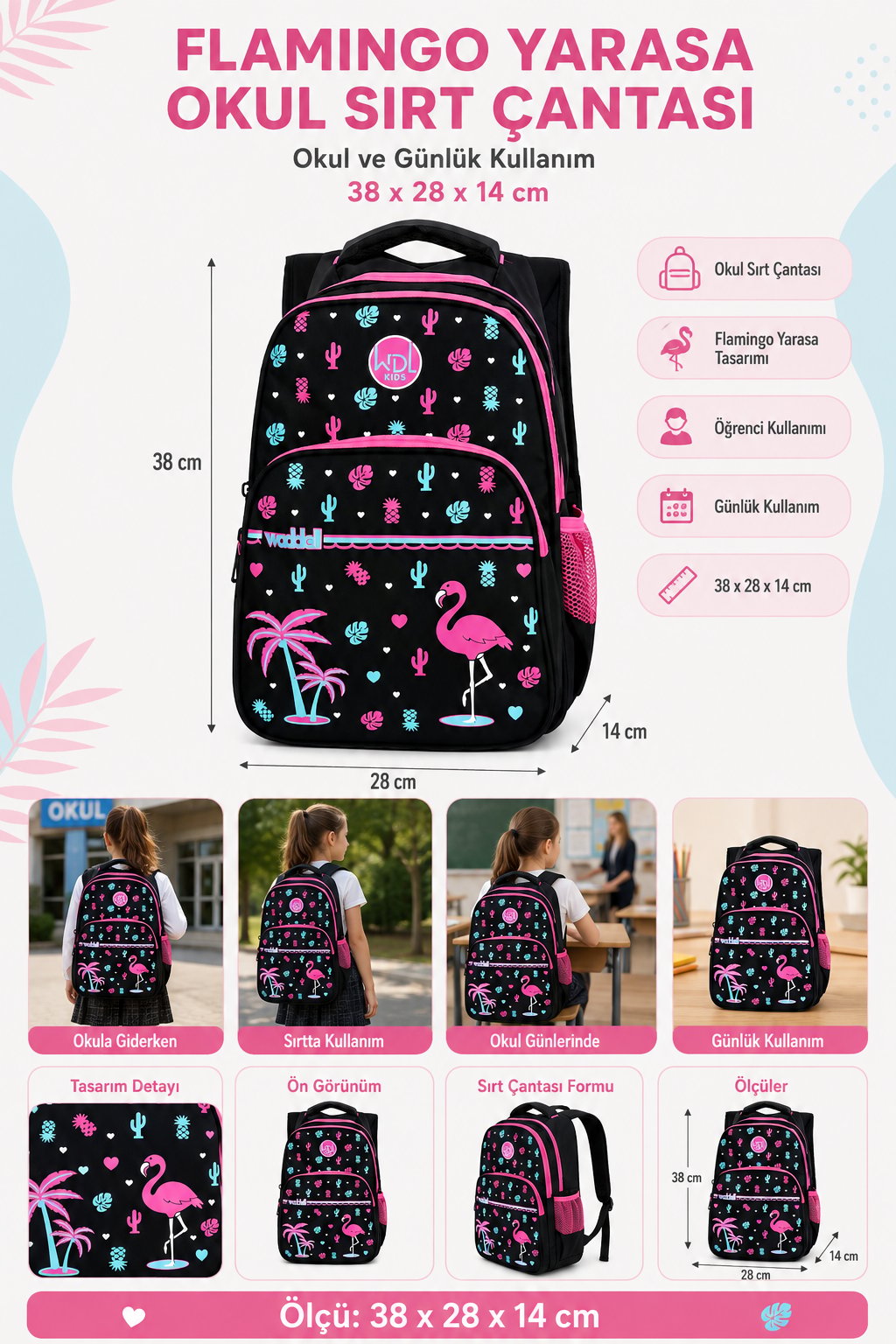 Okul Çantası Waddell Flamingo Yarasa Sırt 3001