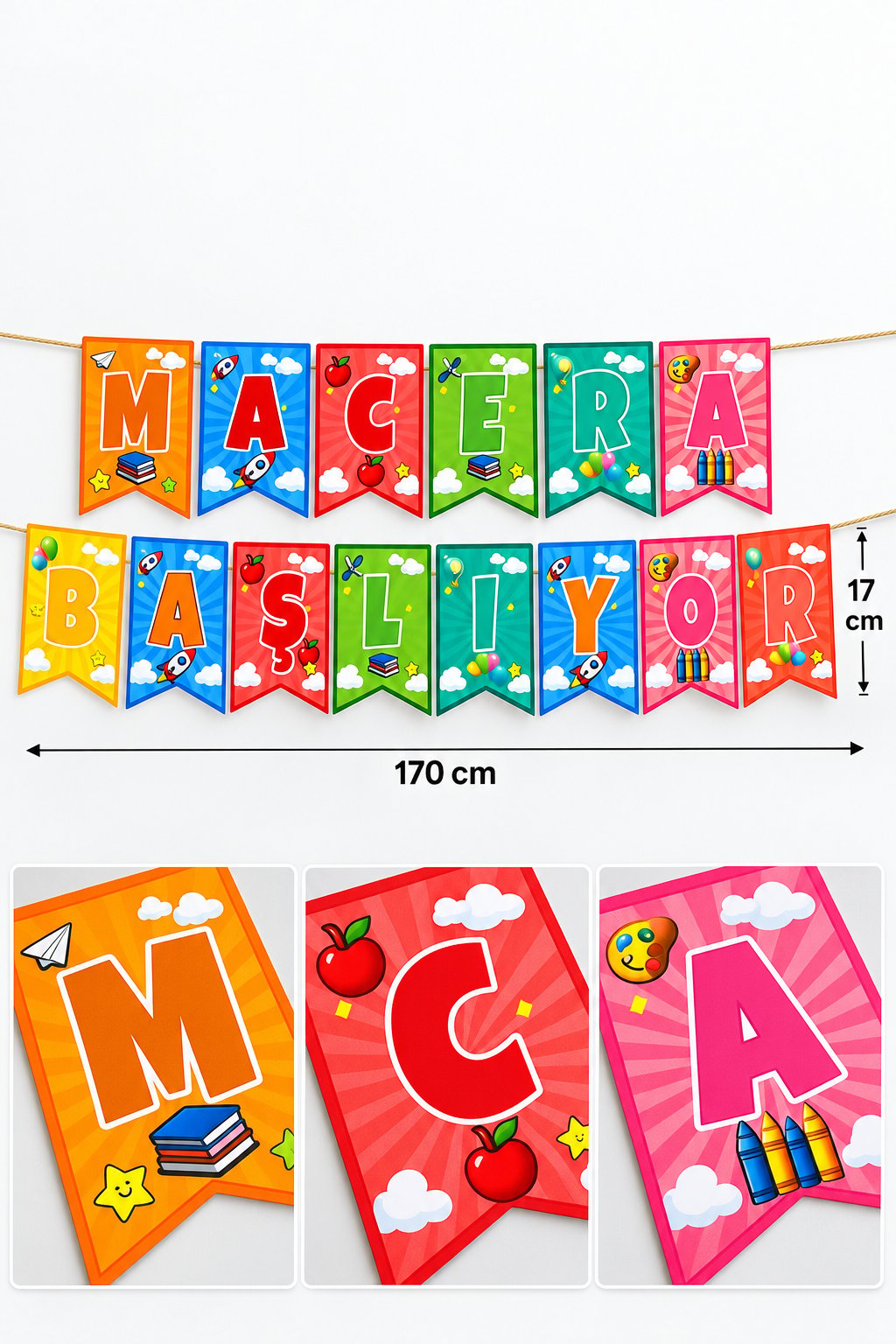 Okul süsü Macera Başlıyor Kırlangıç Banner Süs 17*170 cm