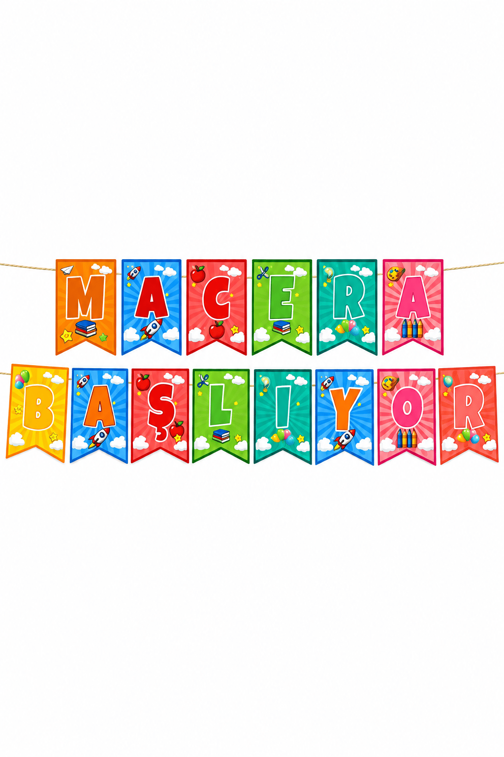 Okul süsü Macera Başlıyor Kırlangıç Banner Süs 17*170 cm