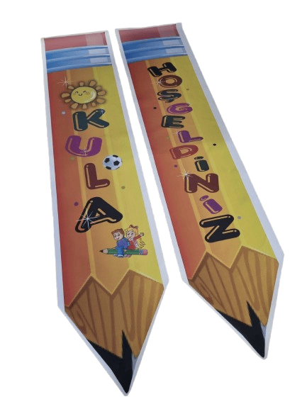 Okula Hoş Geldiniz Kapı Afişi Turuncu 2 li 160*30 cm Branda okul açılış süsü lüks