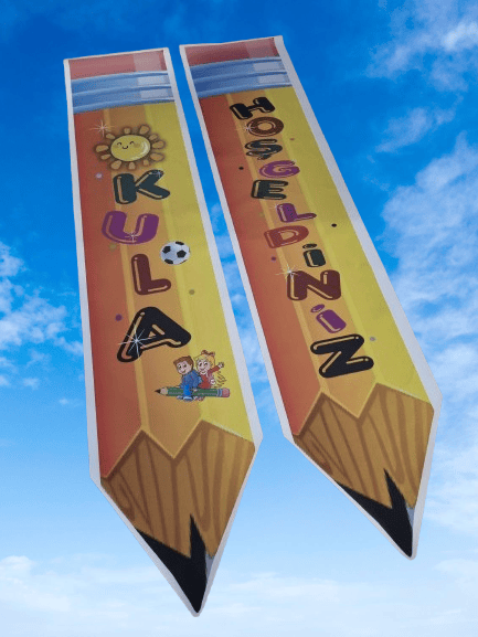 Okula Hoş Geldiniz Kapı Afişi Turuncu 2 li 160*30 cm Branda okul açılış süsü lüks