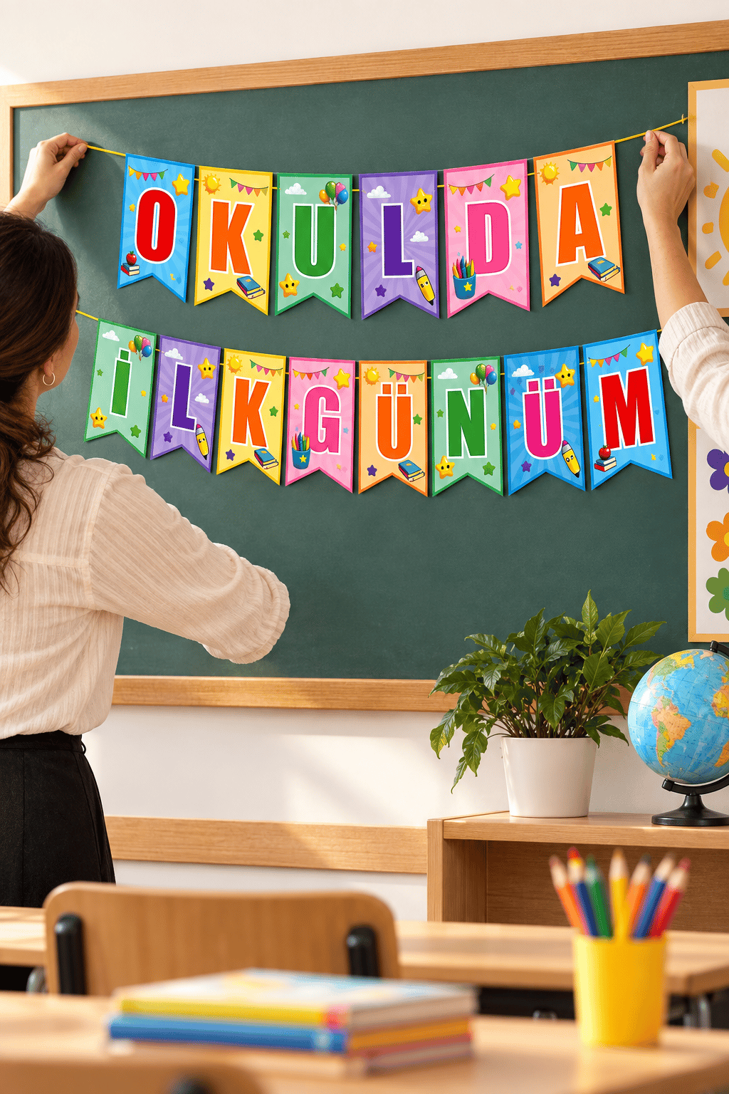 Okulda İlk Günüm Kırlangıç Banner Süs 17*170 cm