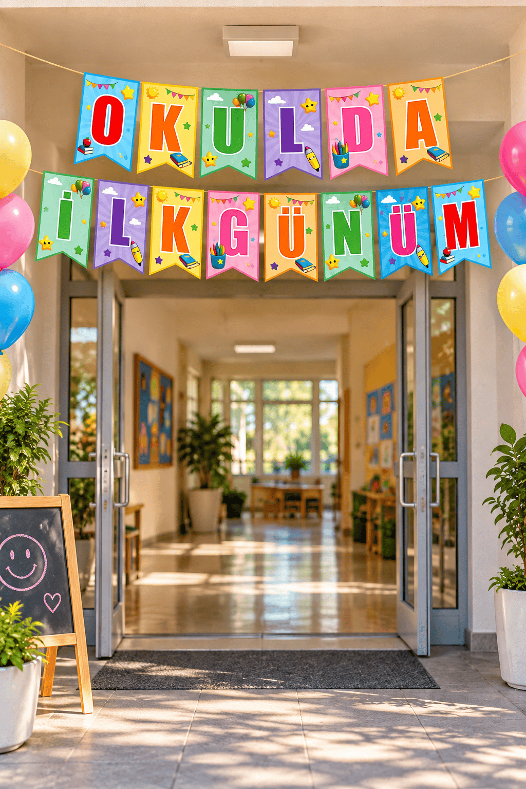 Okulda İlk Günüm Kırlangıç Banner Süs 17*170 cm