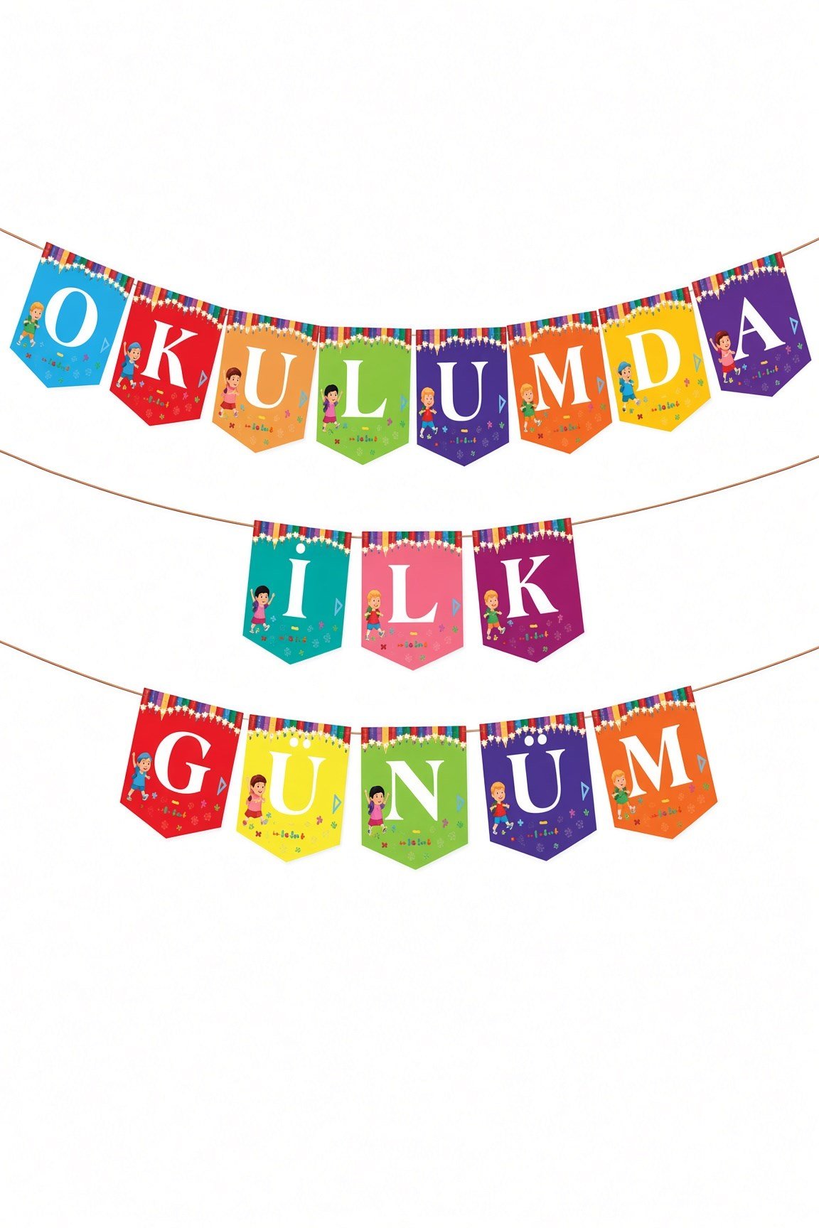 OKULUMDA İLK GÜNÜM rengarenk Kağıt banner