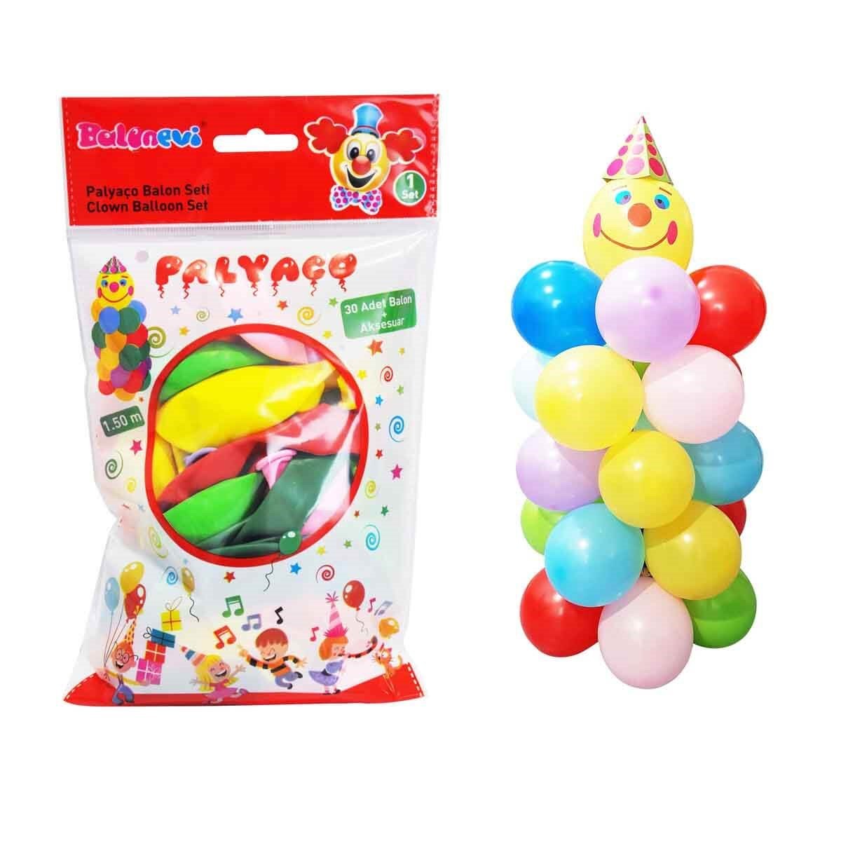 Palyaço balon seti 30 balaon+ aksesuar ve sticker