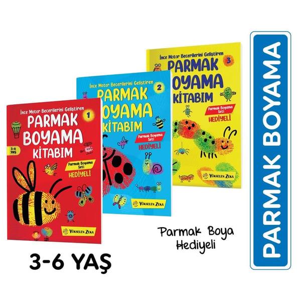 Parmak boyama kitabım seti 3 parmak boyama kitabı -parmak boyası hediyeli