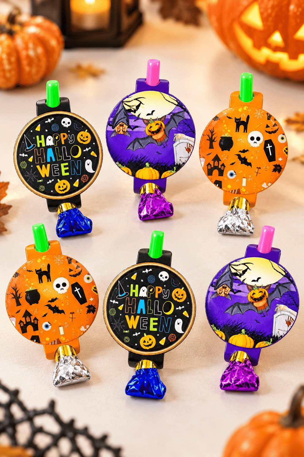 Parti düdüğü halloween cadılar bayramı 6 lı   