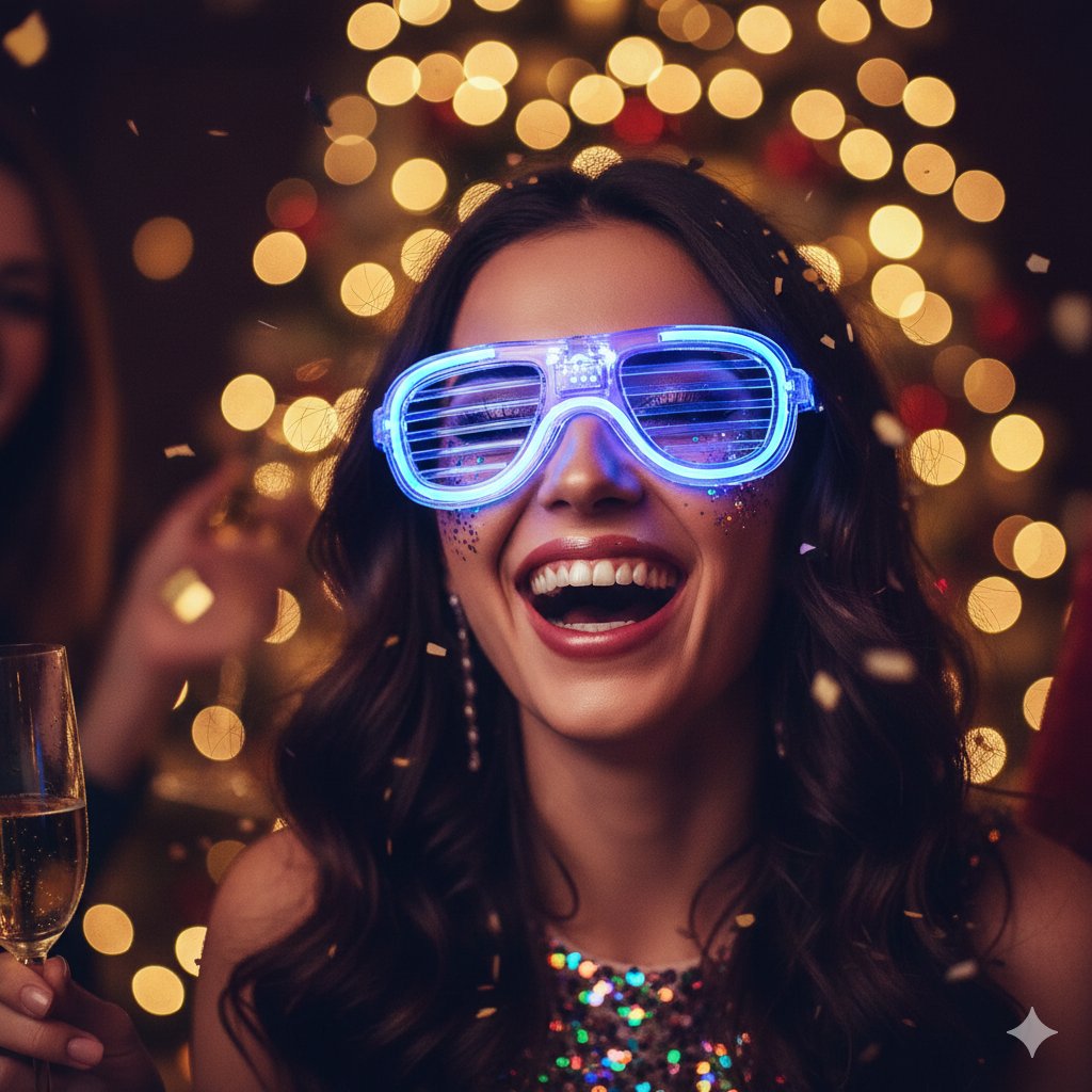 Parti gözlük led ışıklı Mavi Panjurlu