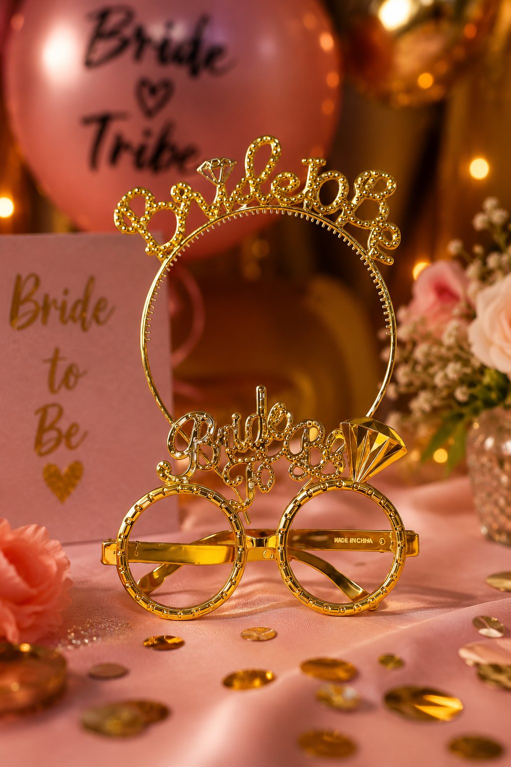 Parti Gözlük ve taç seti bride to be ALTIN