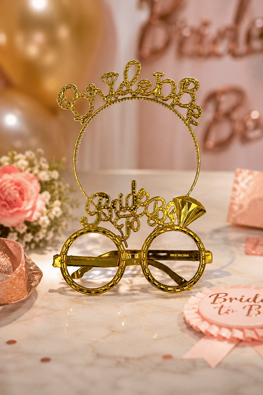 Parti Gözlük ve taç seti bride to be ALTIN