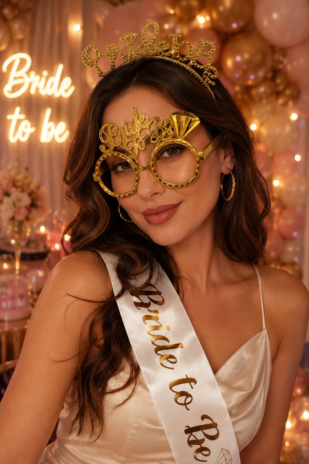 Parti Gözlük ve taç seti bride to be ALTIN