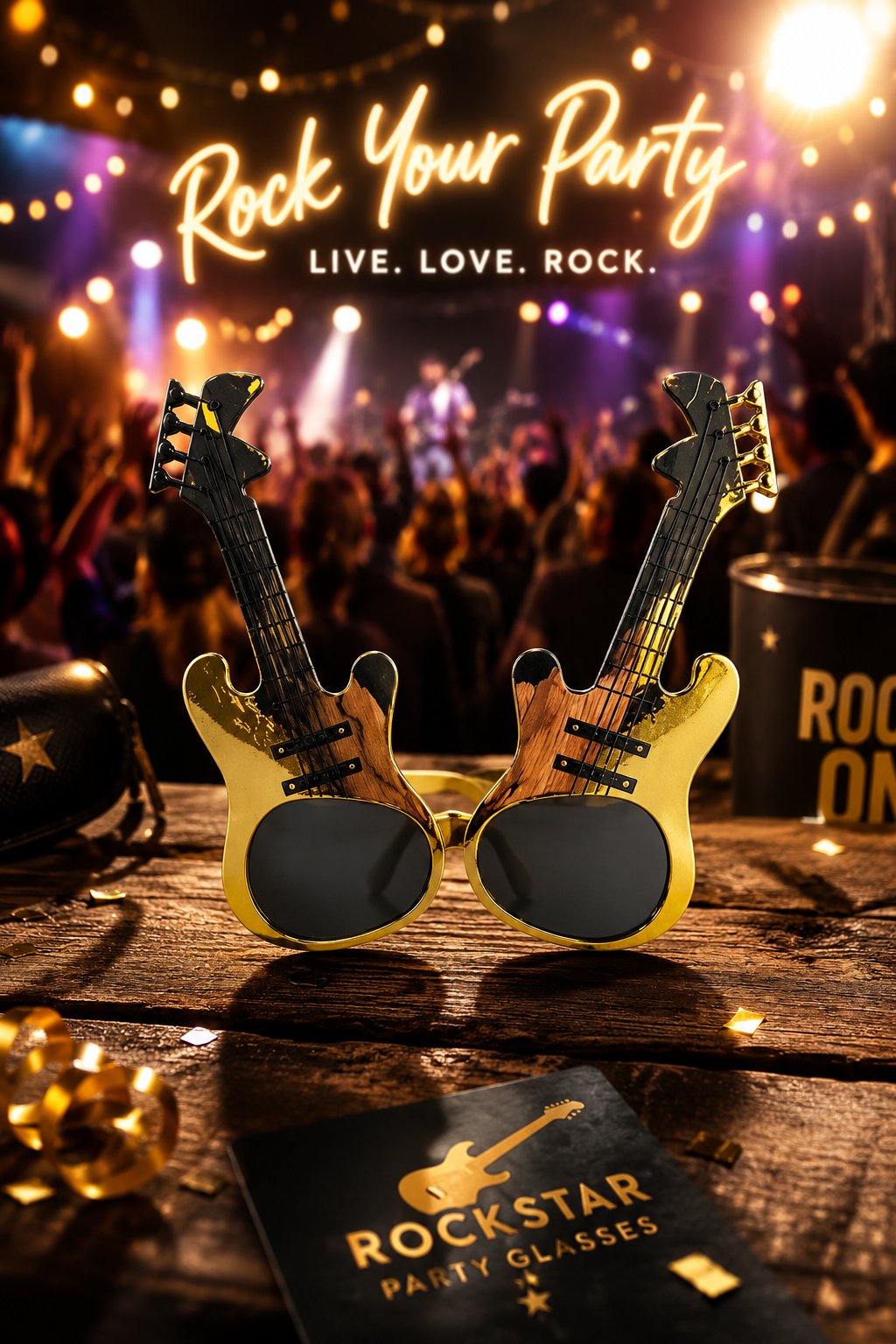 Parti Gözlükleri Gold Gitar Parti Gözlüğü