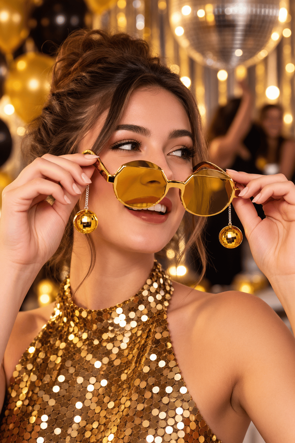 Parti Gözlükleri Gold Yanları Disko Toplu