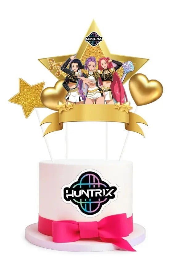 Pasta Süsü Çubuklu K-POP HUNTERİX Gold 4 lü süs