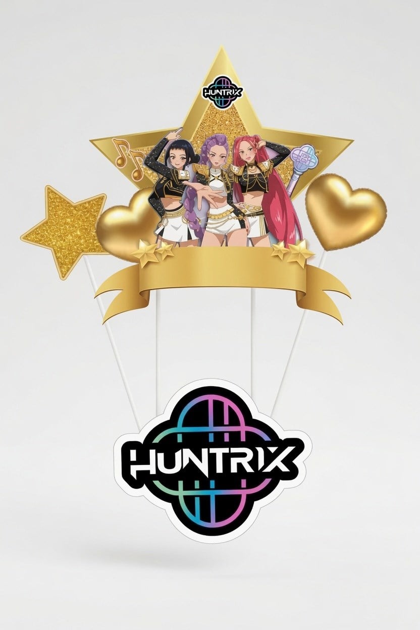 Pasta Süsü Çubuklu K-POP HUNTERİX Gold 4 lü süs