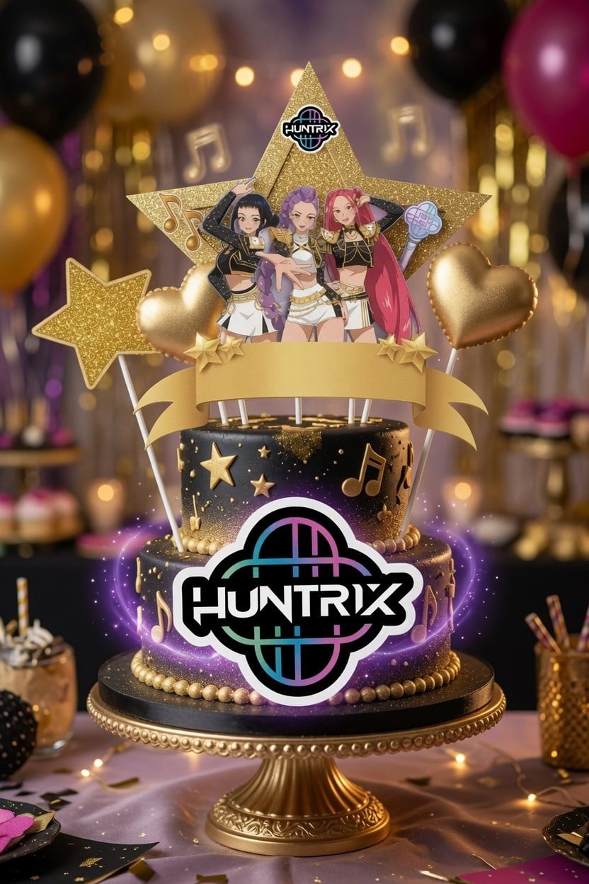 Pasta Süsü Çubuklu K-POP HUNTERİX Gold 4 lü süs