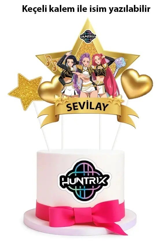 Pasta Süsü Çubuklu K-POP HUNTERİX Gold 4 lü süs