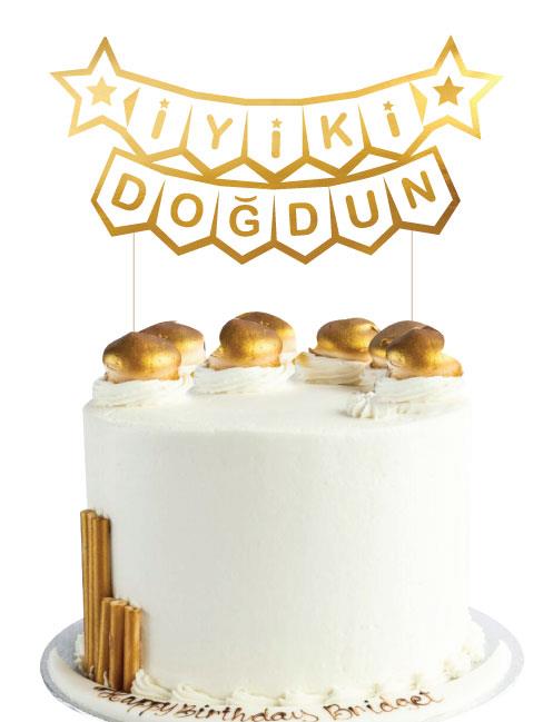 Pasta Süsü iyiki doğdun Beyaz kürd varak.karton 